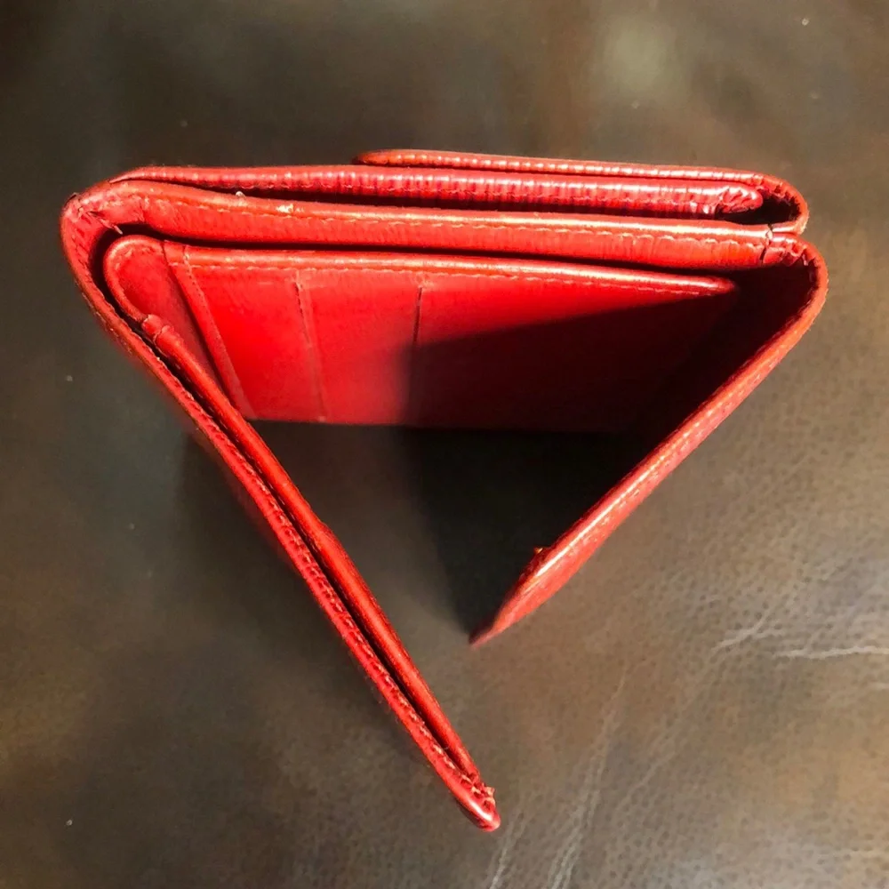 LOUIS VUITTON Red Epi Portefeiulle Elise Trifold Coin Cash Wallet AUTHENTIC